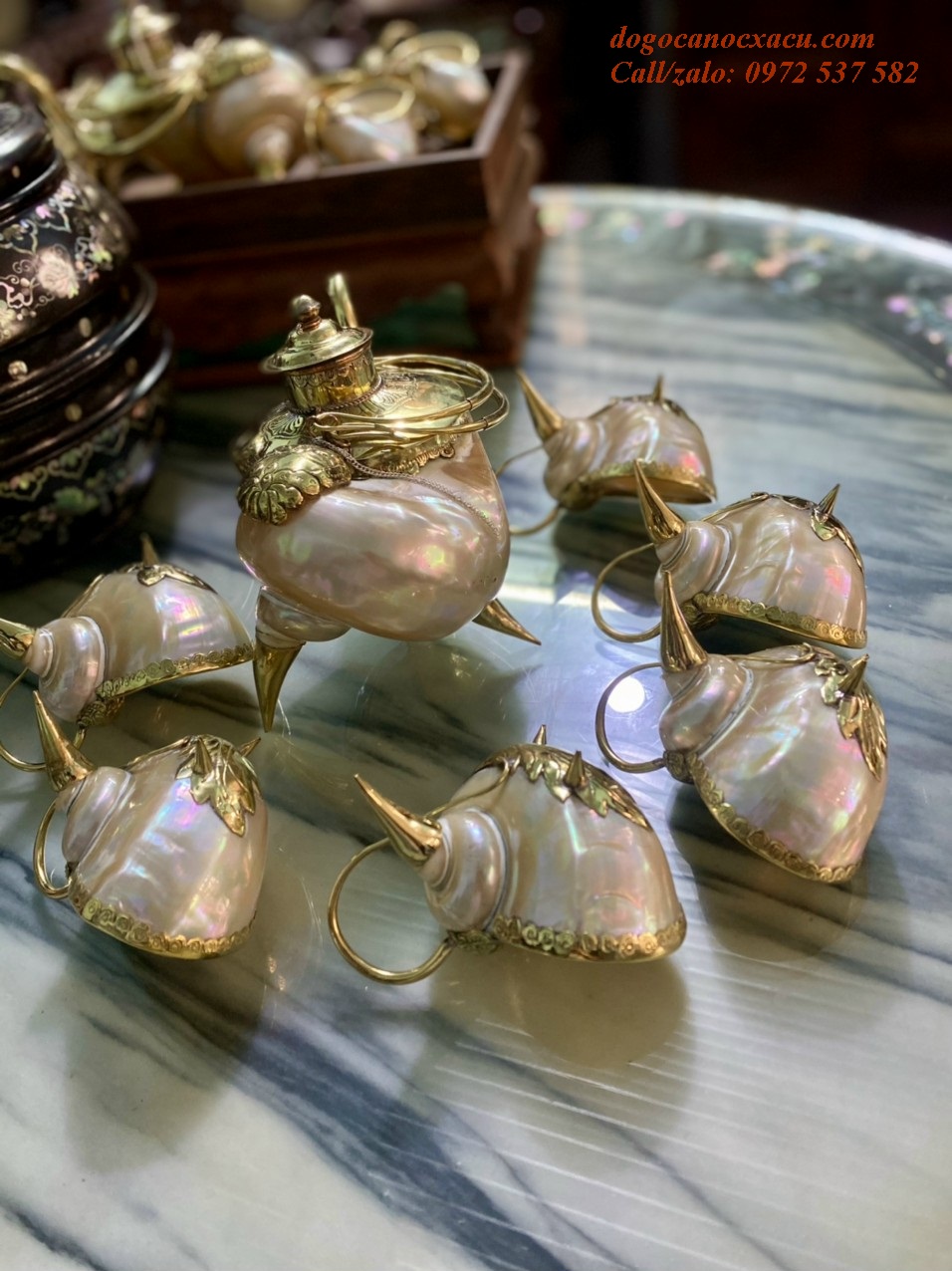 BỘ ẤM CHÉN ỐC XÀ CỪ 